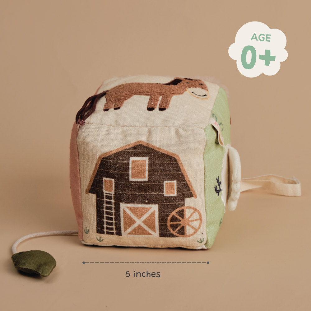 Busy Cube- Horse, Sheep, Duck | Sensory toy for babies image 2