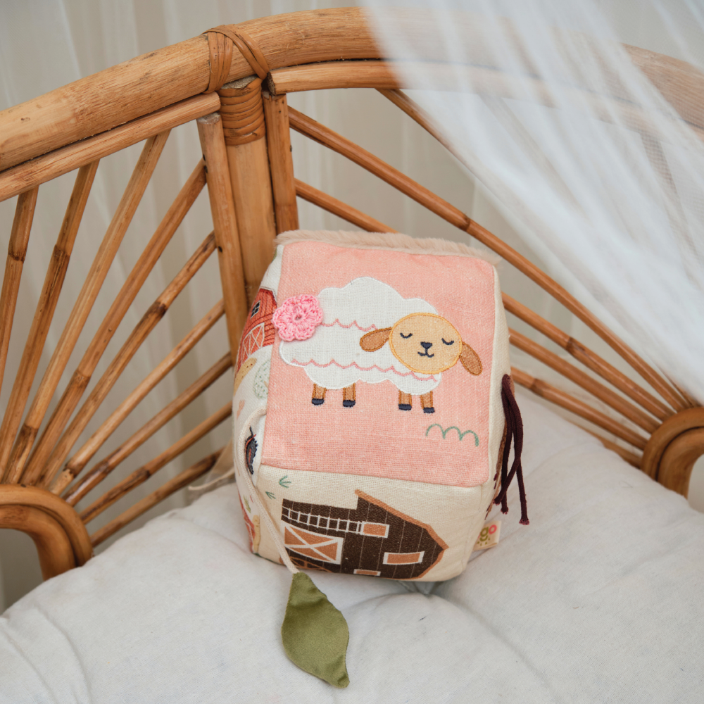 Busy Cube- Horse, Sheep, Duck | Sensory toy for babies image 1