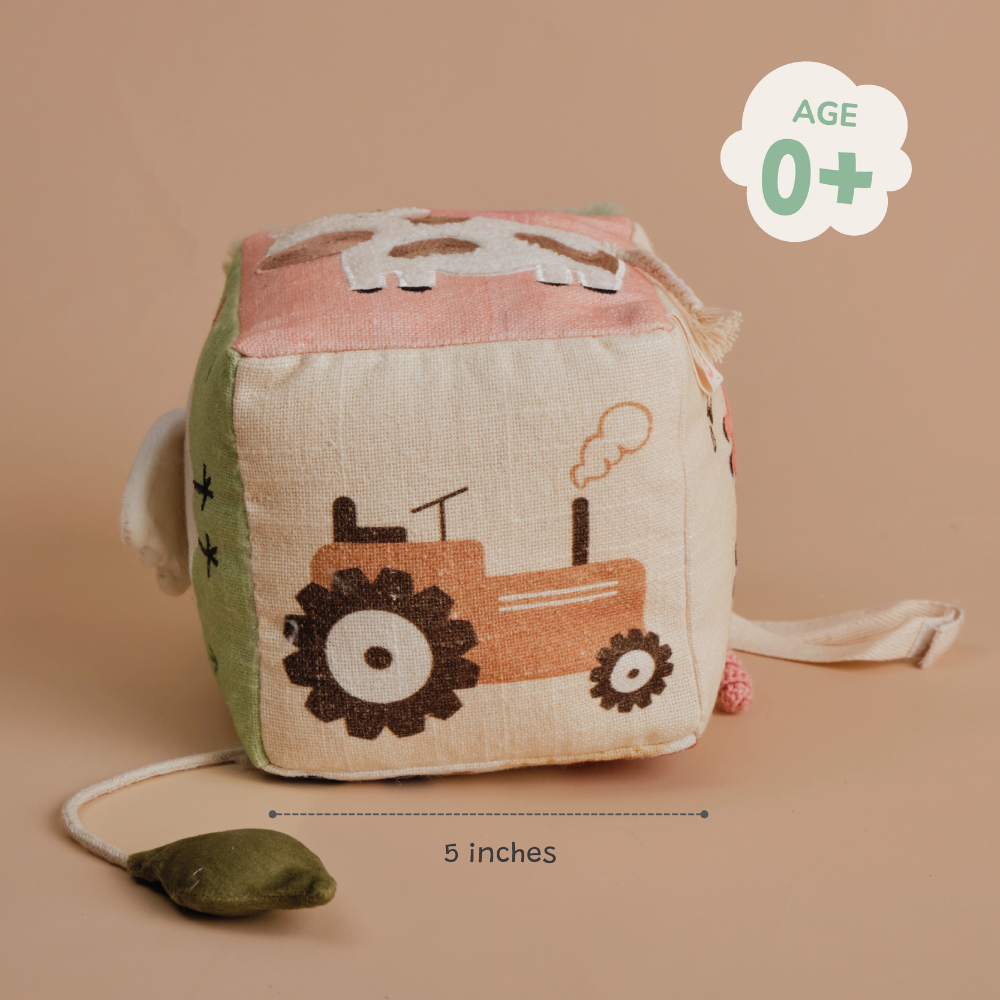 Busy Cube- Cow, Hen, Pig | Sensory toy for babies image 2