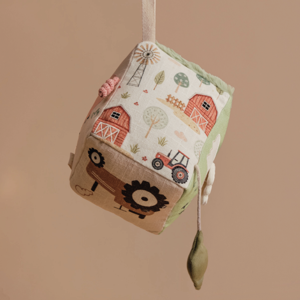 Busy Cube- Cow, Hen, Pig | Sensory toy for babies